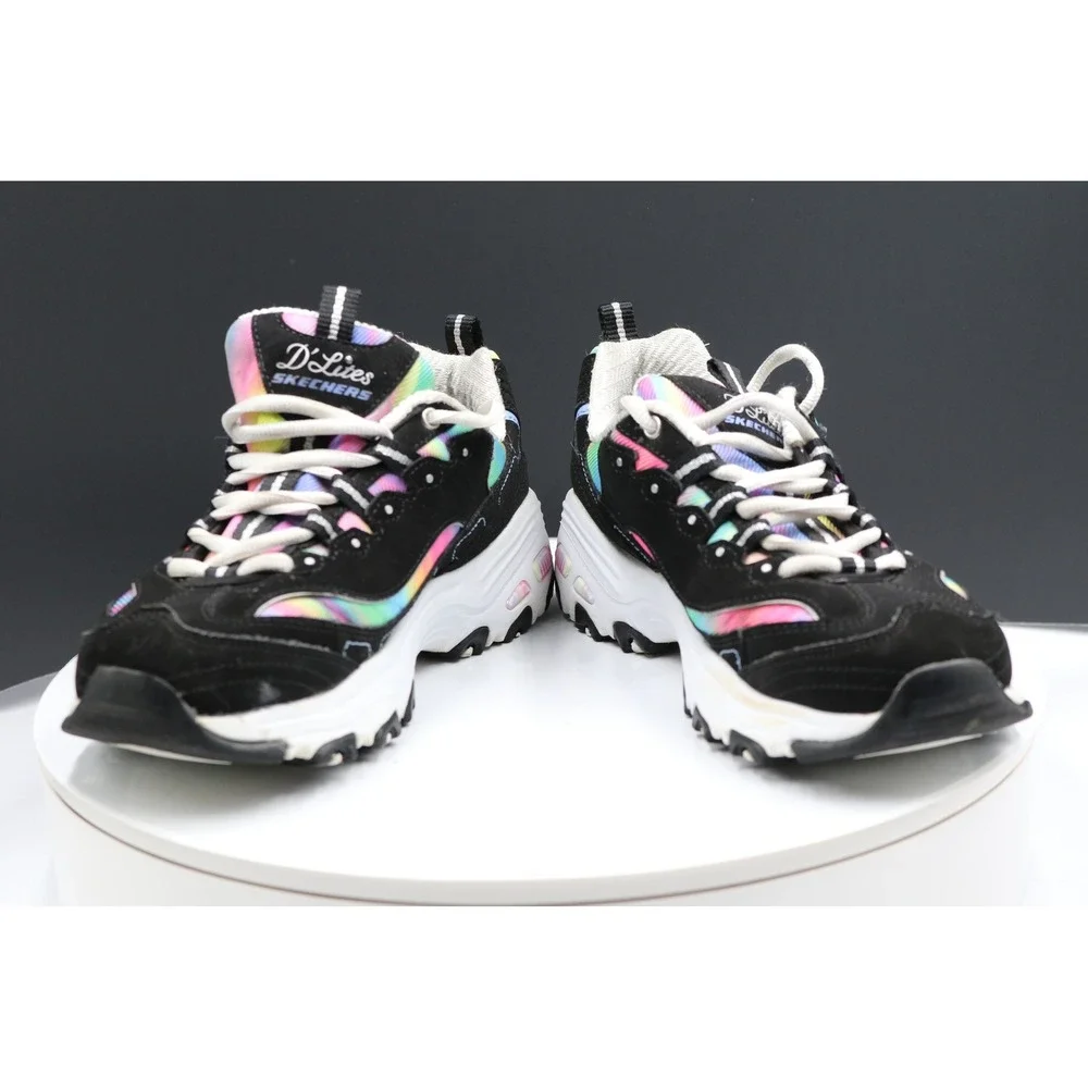 Skechers D'Lites Sneakers Womens Sz 6.5 Rainbow Retro Comfy Leather Chunky Y2K
